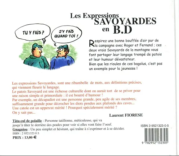 Verso de l'album Chroniques savoyardes 1 Les Expressions savoyardes en B.D.