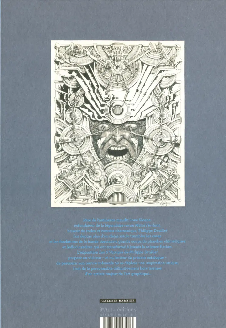 Verso de l'album Les 6 voyages de Philippe Druillet