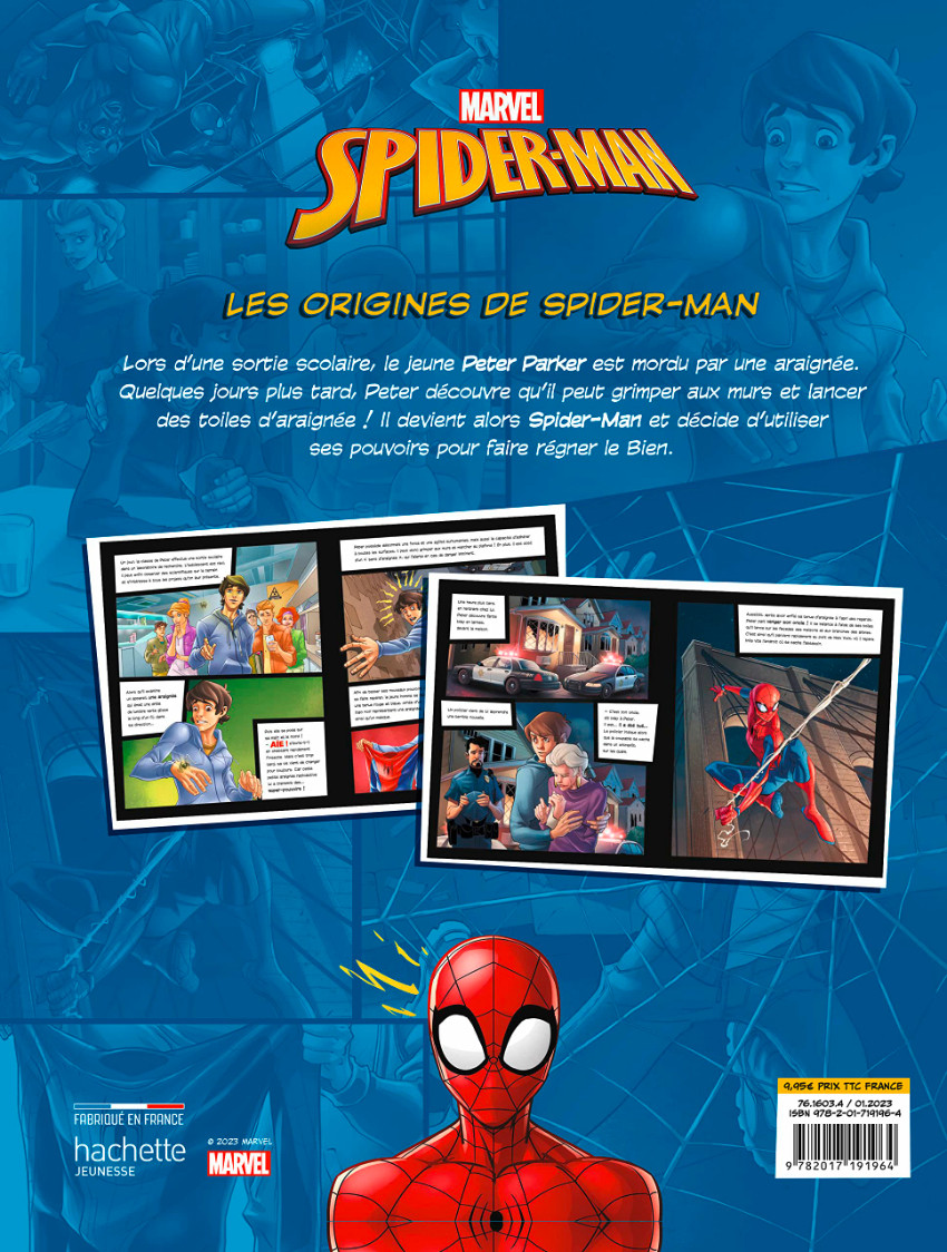 Verso de l'album Les aventures de Spider-Man 1 Les origines de Spider-Man