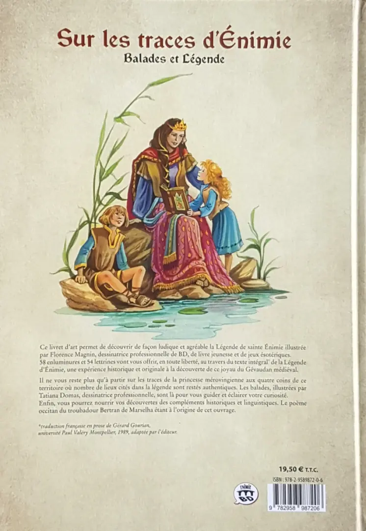 Verso de l'album Sur les traces d'Énimie Balades et Légende