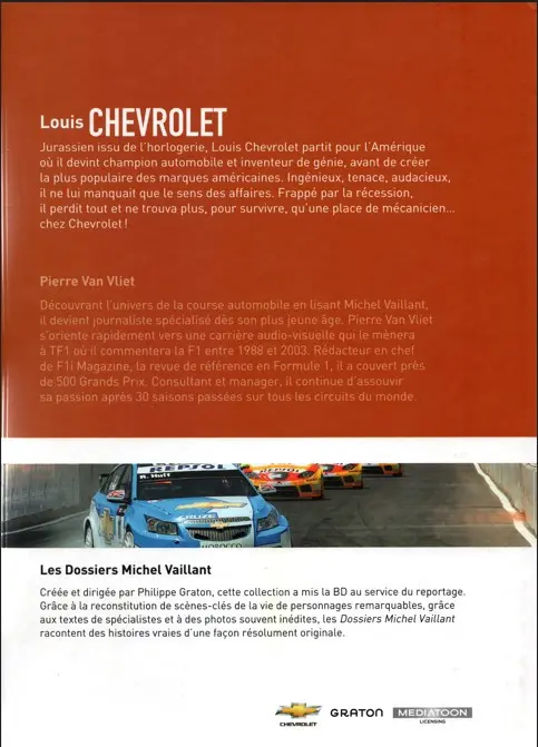 Verso de l'album Dossiers Michel Vaillant Tome 11 Louis Chevrolet