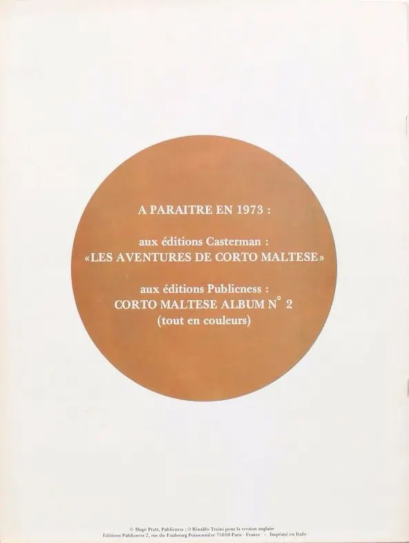 Verso de l'album Corto Maltese La lagune des beaux songes