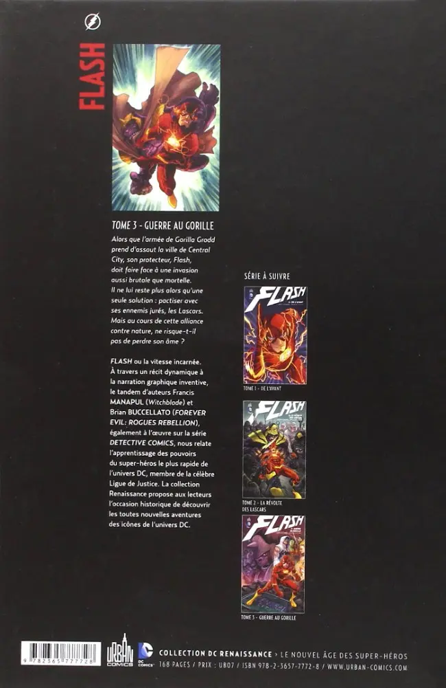 Verso de l'album Flash Tome 3 Guerre au gorille