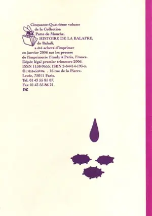 Verso de l'album Histoire de la balafre