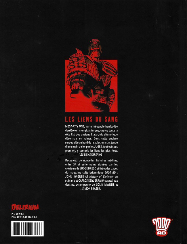Verso de l'album Judge Dredd Tome 2 Les Liens du sang