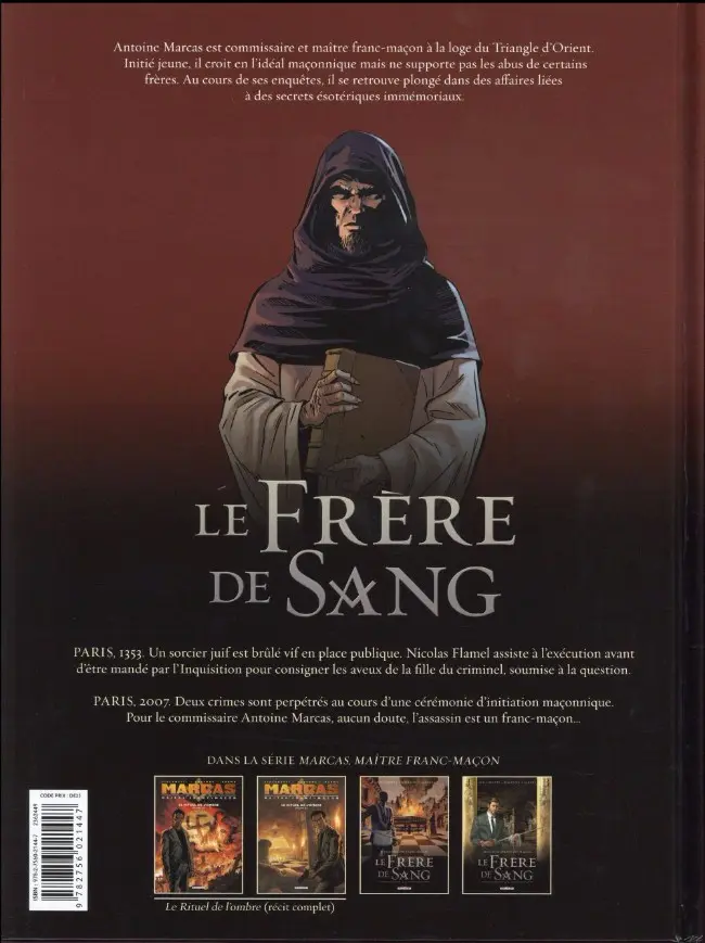 Verso de l'album Marcas, maître franc-maçon Tome 4 Le frère de sang 2/3