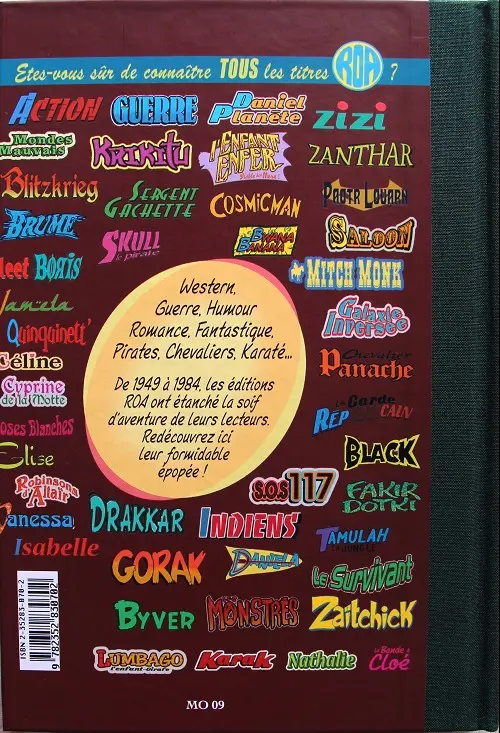 Verso de l'album La Merveilleuse histoire des éditions Roa