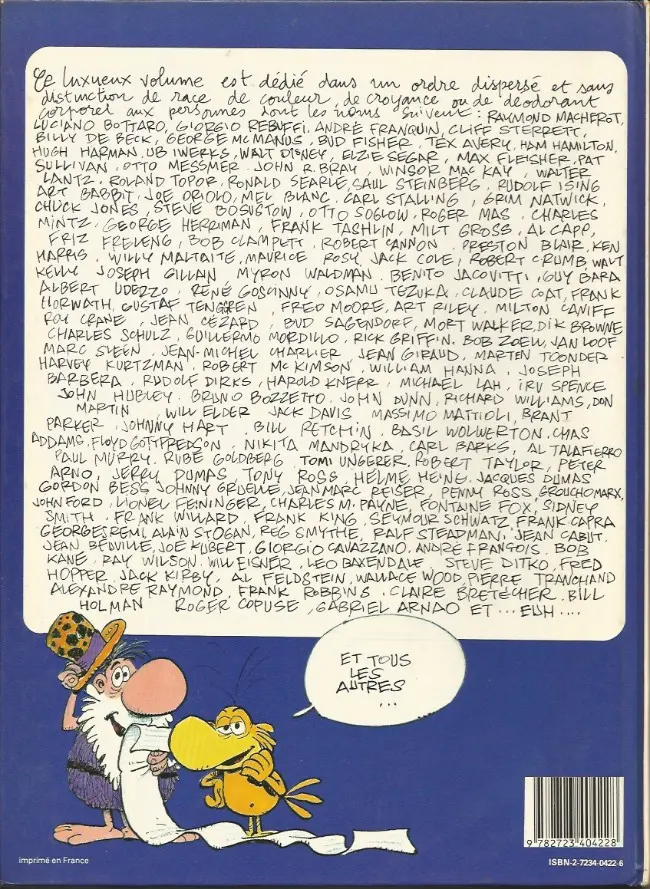 Verso de l'album Robinson et Zoé