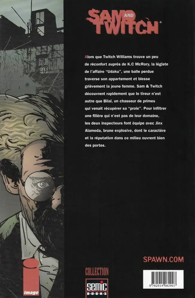 Verso de l'album Sam and Twitch / Sam & Twitch Semic 4 Chasseur de primes