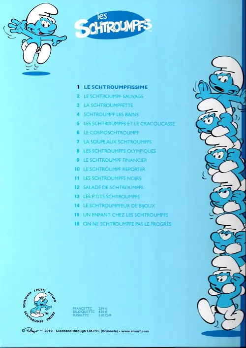 Verso de l'album Les Schtroumpfs Tome 1 Le Schtroumpfissime