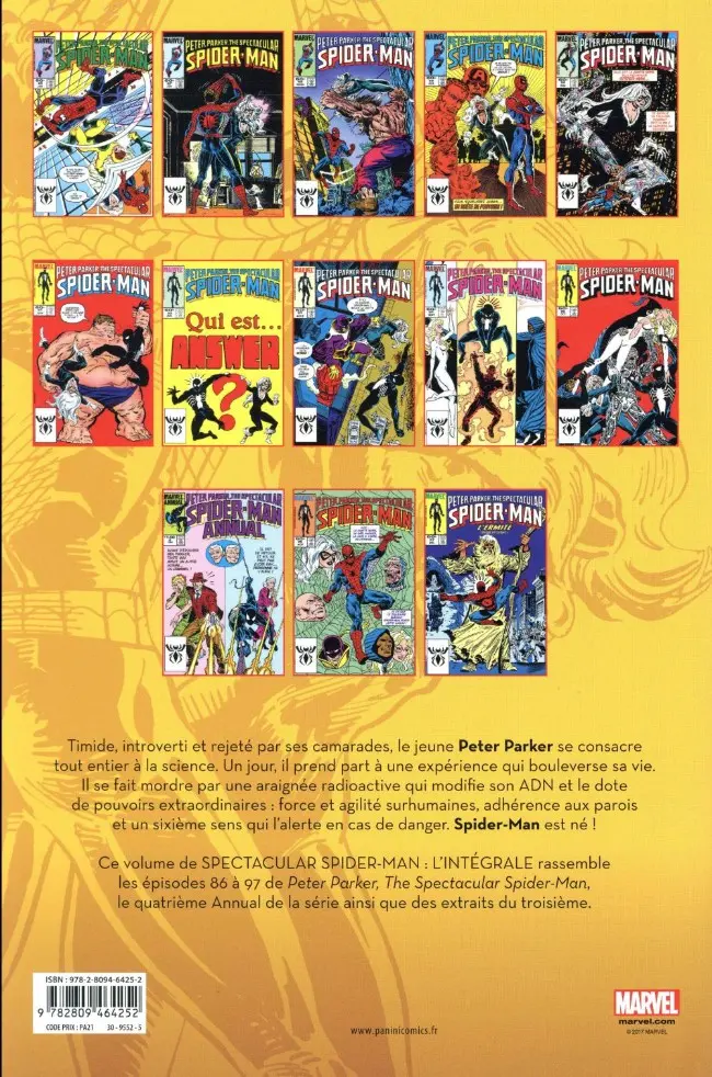 Verso de l'album Spectacular Spider-Man Tome 8 1984