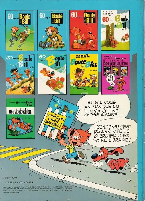 Verso de l'album Boule & Bill Tome 4 60 gags de Boule et Bill