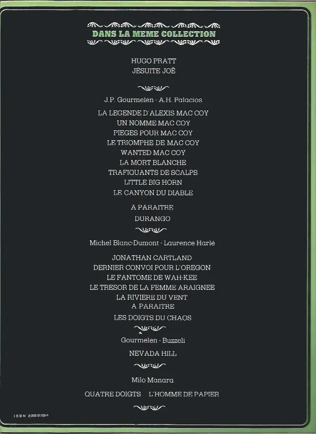 Verso de l'album Mac Coy Tome 6 La mort blanche