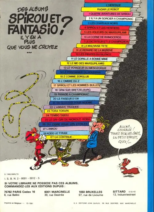 Verso de l'album Spirou et Fantasio Tome 10 Les pirates du silence