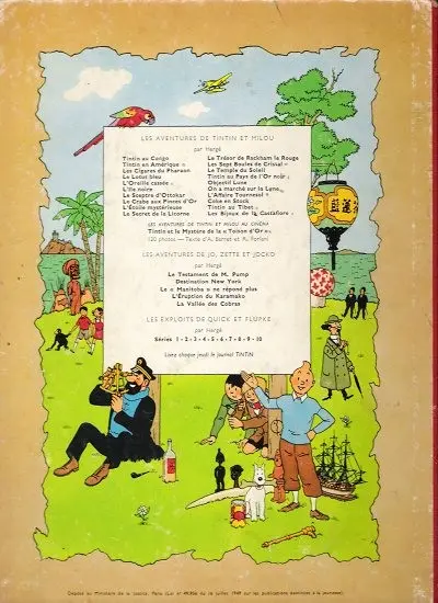 Verso de l'album Tintin Tome 4 Les cigares du pharaon