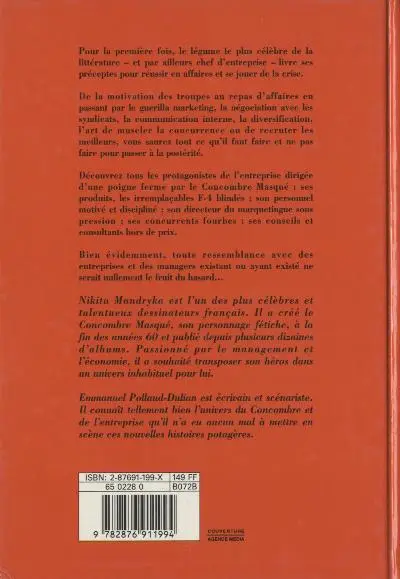 Verso de l'album Le Concombre masqué Le management vu par le Concombre masqué