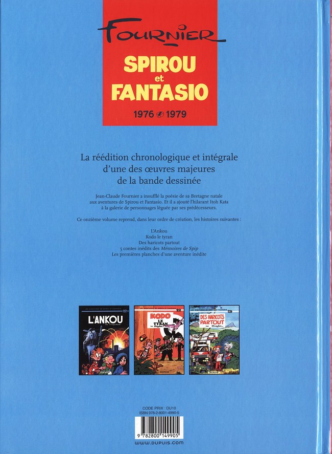 Verso de l'album Spirou et Fantasio - Intégrale Dupuis 2 Tome 11 1976-1979