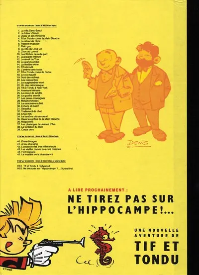 Verso de l'album Tif et Tondu Tif et Tondu à Hollywood