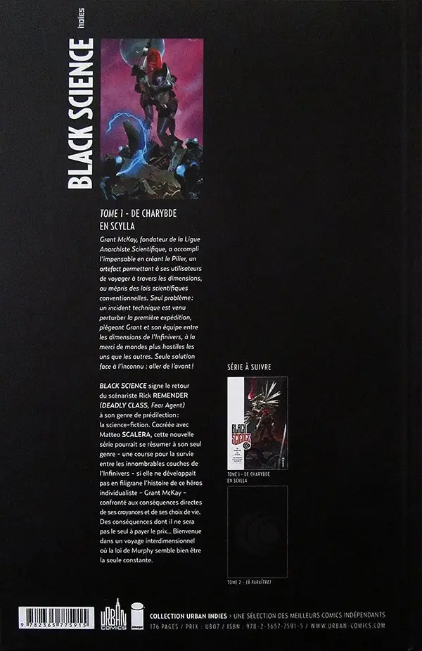 Verso de l'album Black Science Tome 1 De Charybde en Scylla