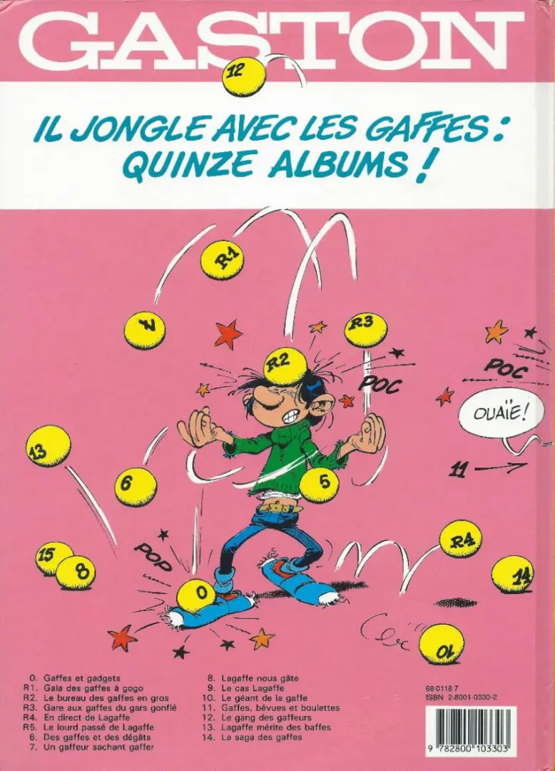 Verso de l'album Gaston Tome 11 Gaffes, bévues et boulettes