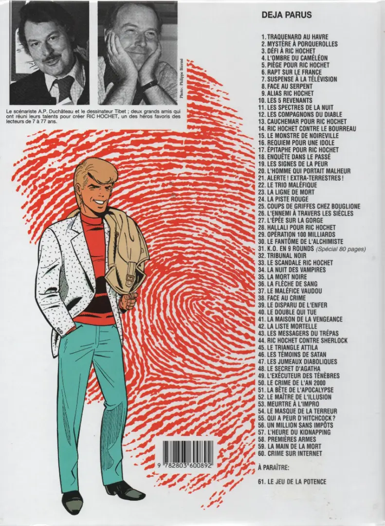 Verso de l'album Ric Hochet Tome 18 Enquête dans le passé