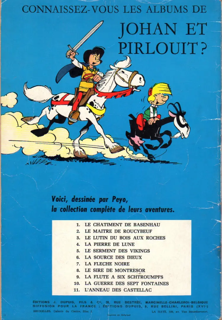 Verso de l'album Johan et Pirlouit Tome 6 La source des dieux