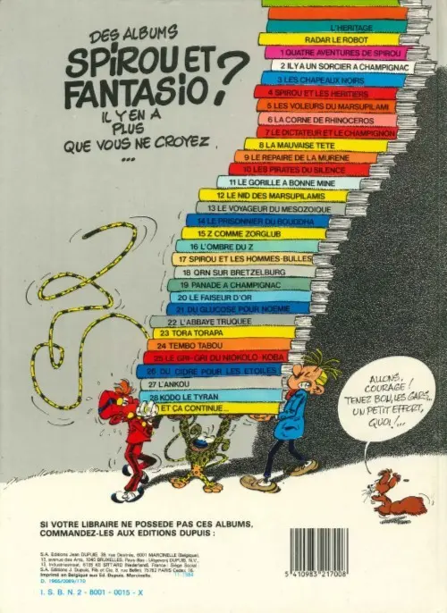 Verso de l'album Spirou et Fantasio Tome 13 Le voyageur du mésozoïque