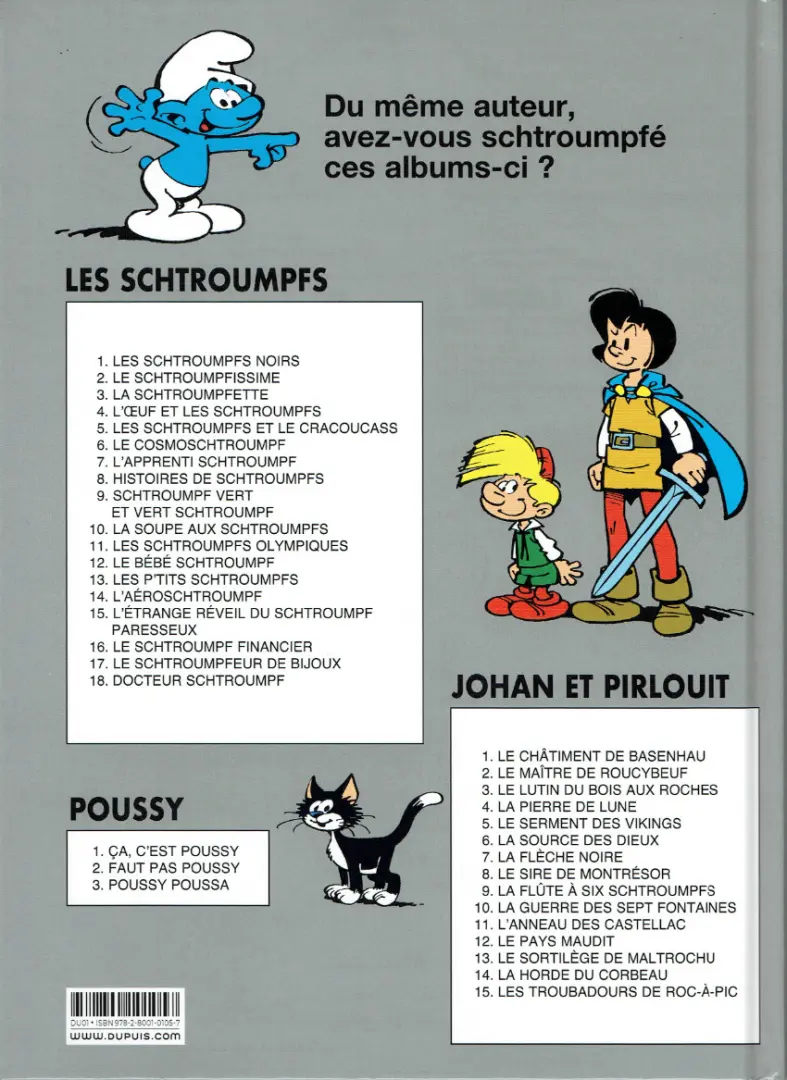 Verso de l'album Johan et Pirlouit Tome 11 L'anneau des Castellac