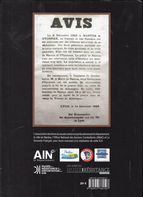 Verso de l'album L'ain : Résistance et Déportation Tome 1 Mardi noir à Nantua - Rafle du 14 décembre 1943