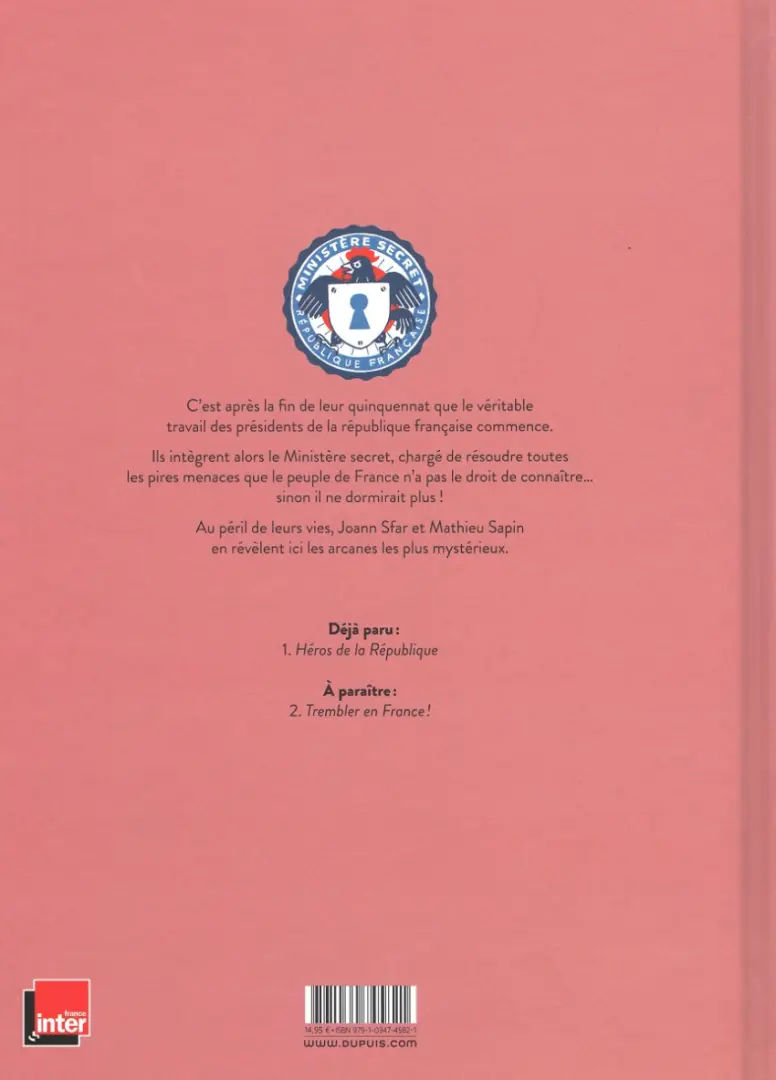 Verso de l'album Le ministère secret Tome 1 Héros de la république