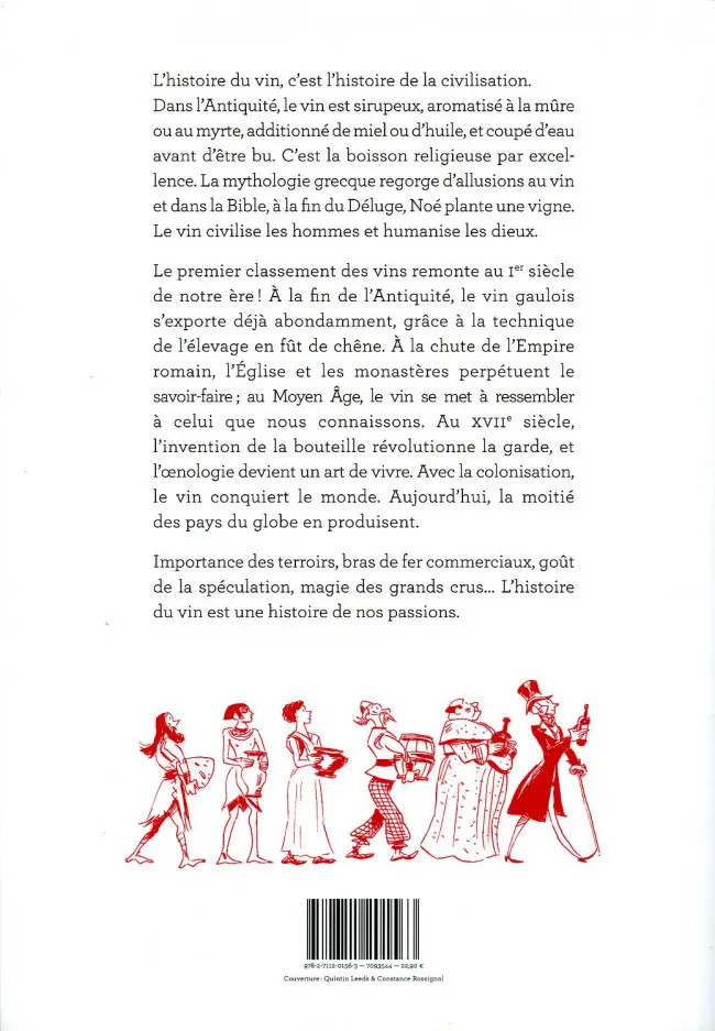 Verso de l'album L'Incroyable Histoire du vin De la préhistoire à nos jours, 10 000 ans d'aventure