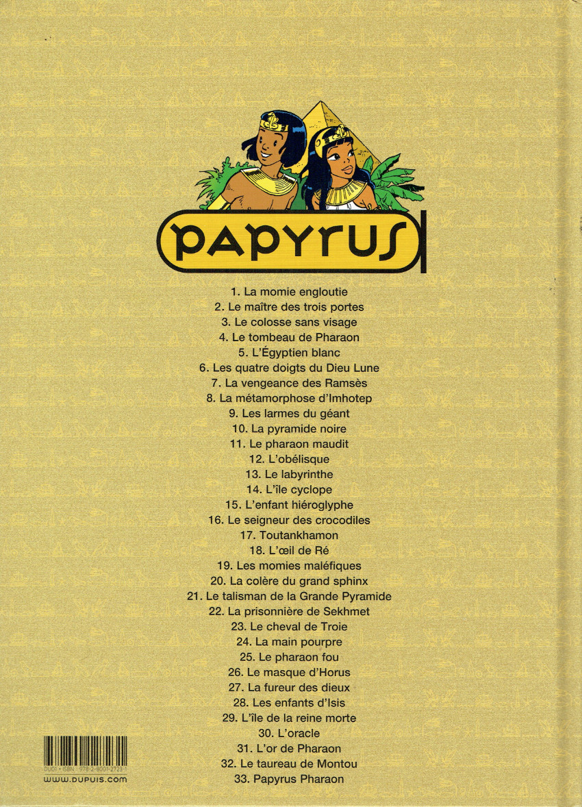 Verso de l'album Papyrus Tome 3 Le colosse sans visage
