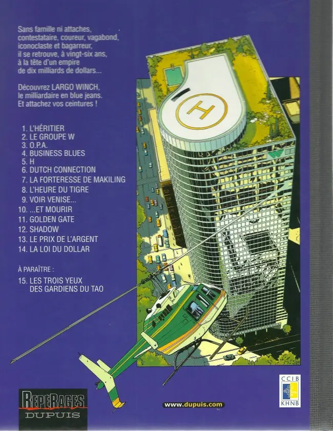 Verso de l'album Largo Winch Tome 14 la loi du dollar