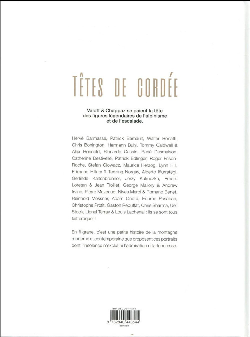 Verso de l'album Têtes de cordée légendes de la montagne caricaturées (Les)