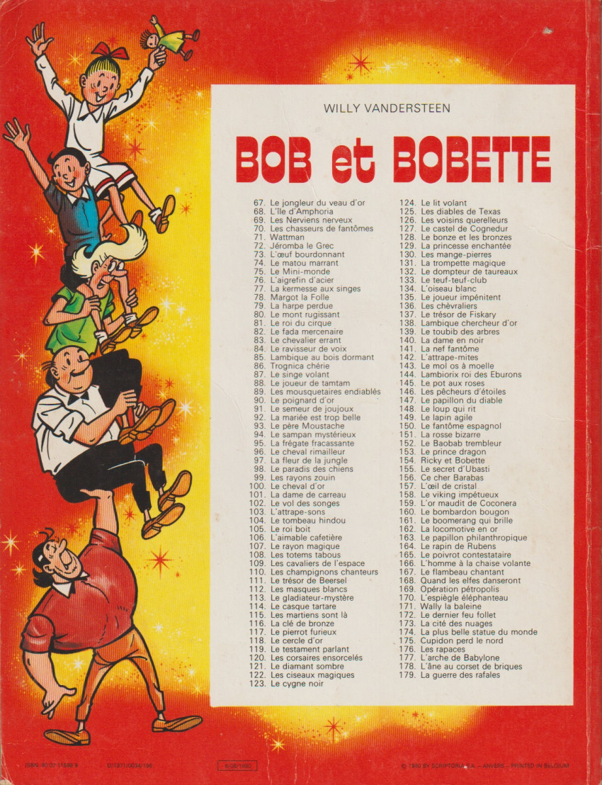 Verso de l'album Bob et Bobette Tome 121 le diamant sombre