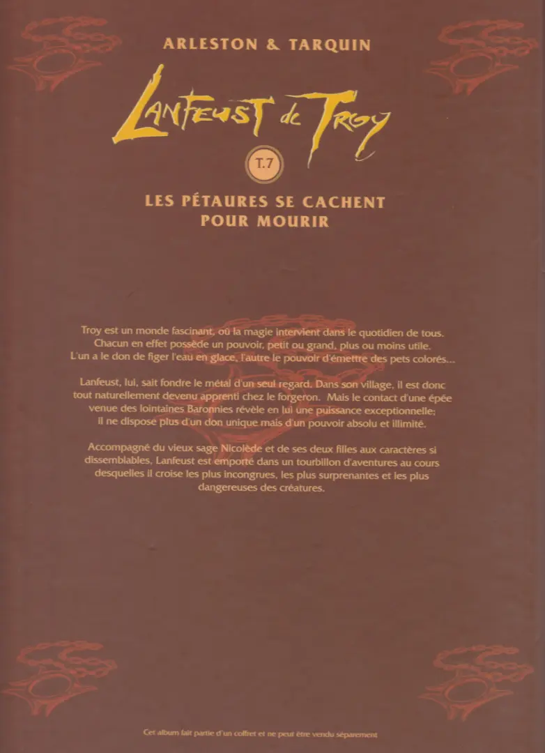 Verso de l'album Lanfeust de Troy Tome 7 Les pétaures se cachent pour mourir
