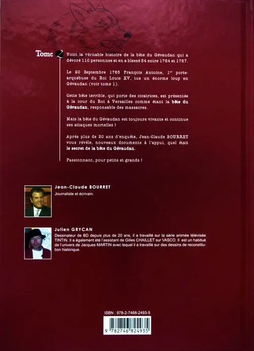 Verso de l'album Le secret de la bête du Gévaudan Tome 2