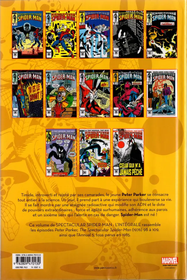 Verso de l'album Spectacular Spider-Man Tome 9 1985