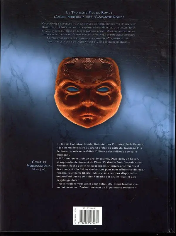 Verso de l'album Le troisième fils de Rome Tome 4 César et Vercingétorix