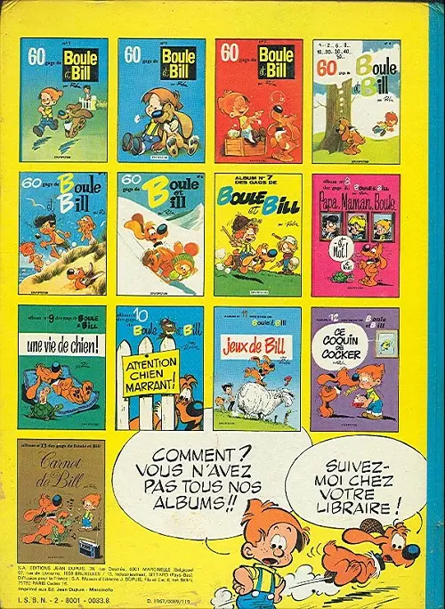 Verso de l'album Boule & Bill Tome 4 60 gags de Boule et Bill