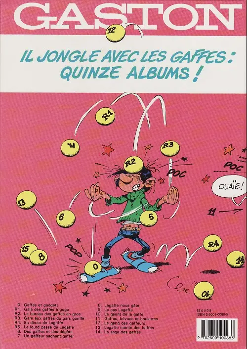 Verso de l'album Gaston Tome 6 Des gaffes et des dégâts