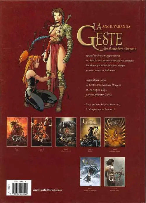 Verso de l'album La Geste des Chevaliers Dragons Tome 1 Jaïna