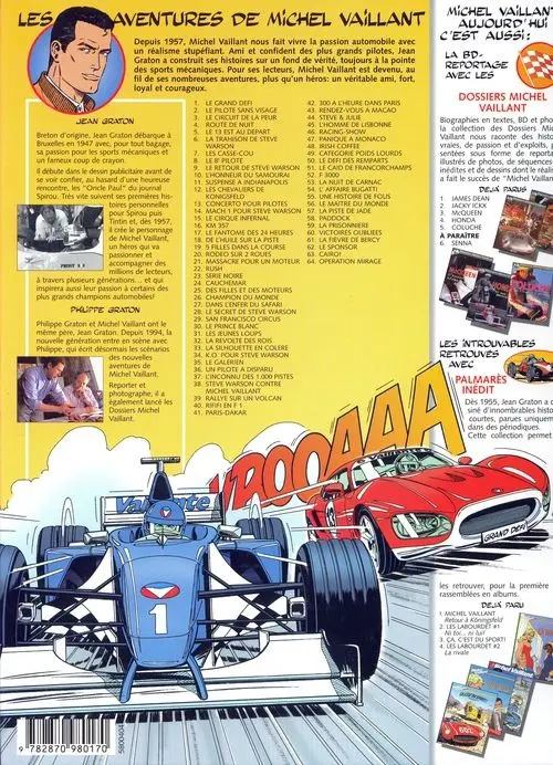 Verso de l'album Michel Vaillant Tome 2 Le pilote sans visage
