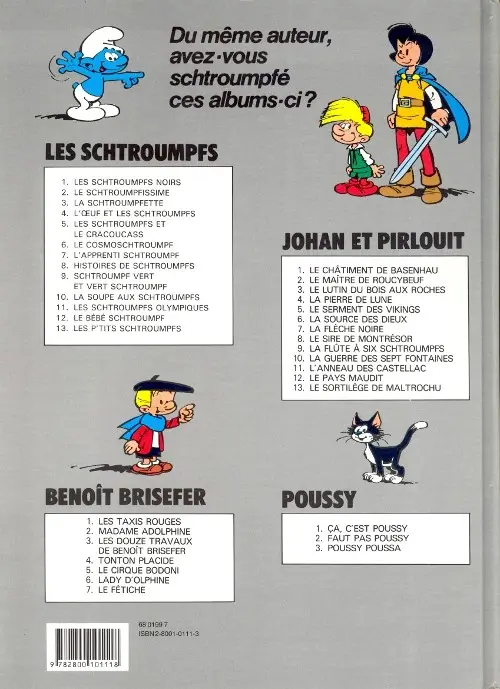 Verso de l'album Les Schtroumpfs Tome 4 L'œuf et les schtroumpfs