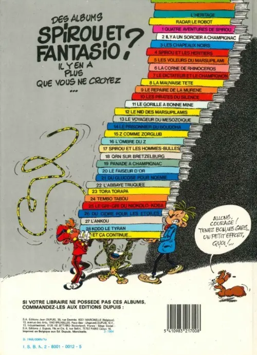 Verso de l'album Spirou et Fantasio Tome 10 Les pirates du silence