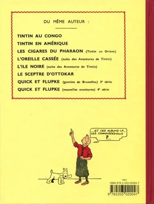 Verso de l'album Tintin Tome 5 Le Lotus Bleu