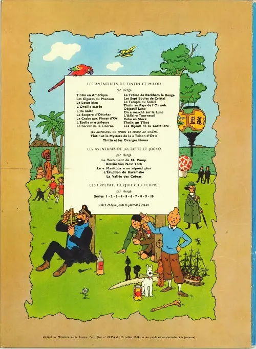 Verso de l'album Tintin Tome 4 Les cigares du pharaon