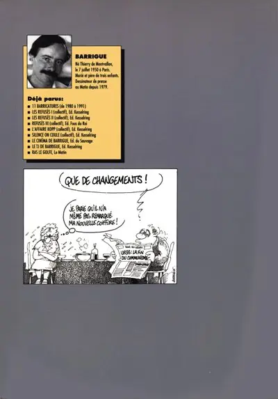 Verso de l'album Barricatures Tome 11 L'Année 1991 à traits tirés