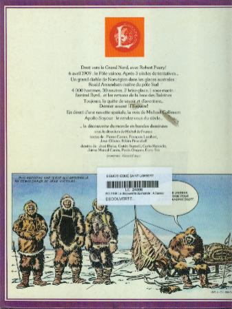 Verso de l'album La Découverte du monde en bandes dessinées A l'assaut des pôles - la conquête de l'espace