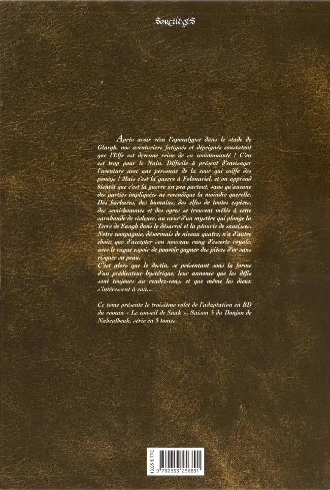 Verso de l'album Le Donjon de Naheulbeuk Tome 16 Cinquième saison, partie 3